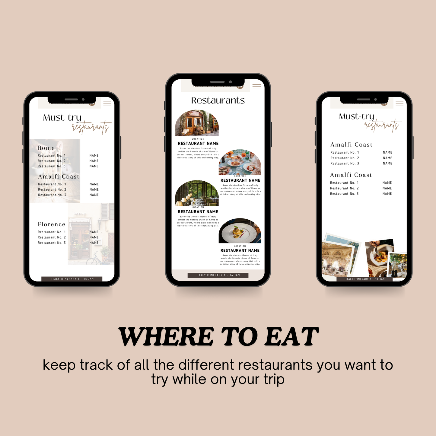 Travel Itinerary Template | Fully Customizable Canva Template | Mobile-Friendly Version