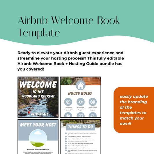 Airbnb Host Bundle | Welcome Book, Hosting Guide, Checklists, Printables + Guestbook | Canva Templates