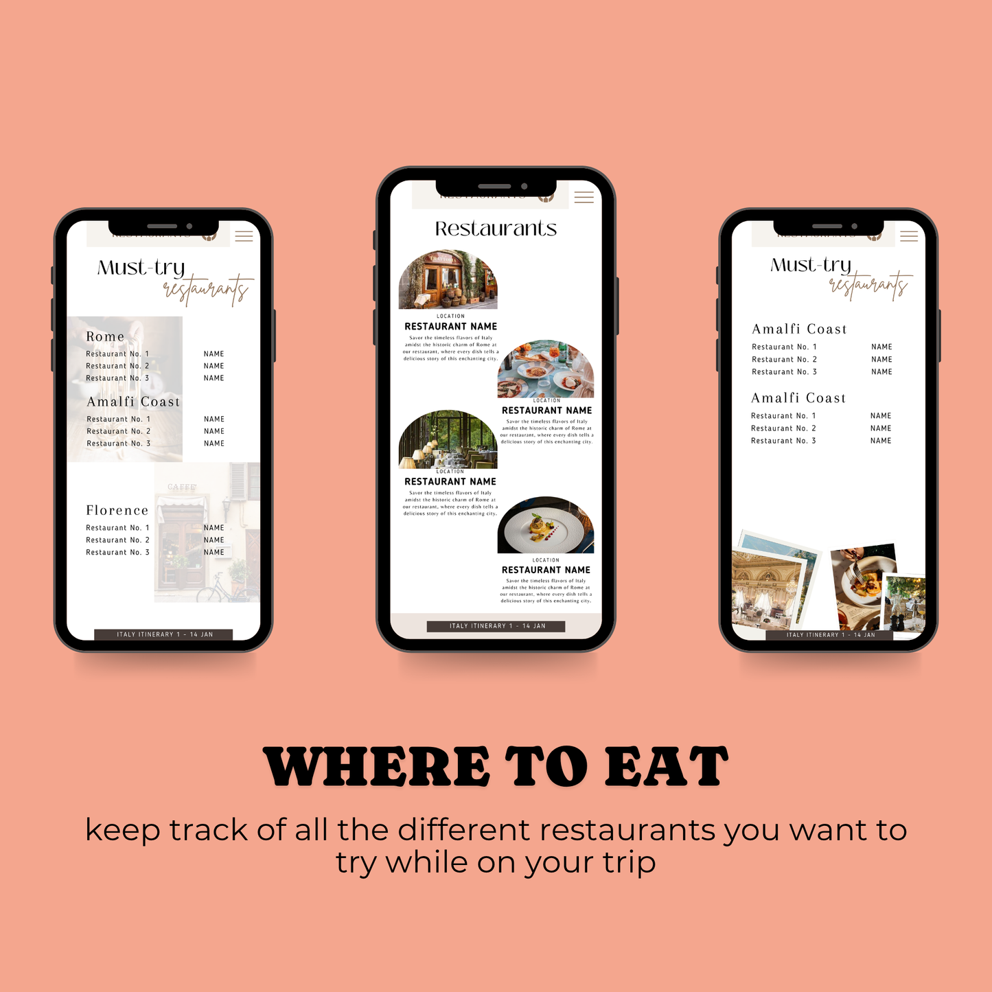 Travel Itinerary Template | Fully Customizable Canva Template | Mobile-Friendly Version
