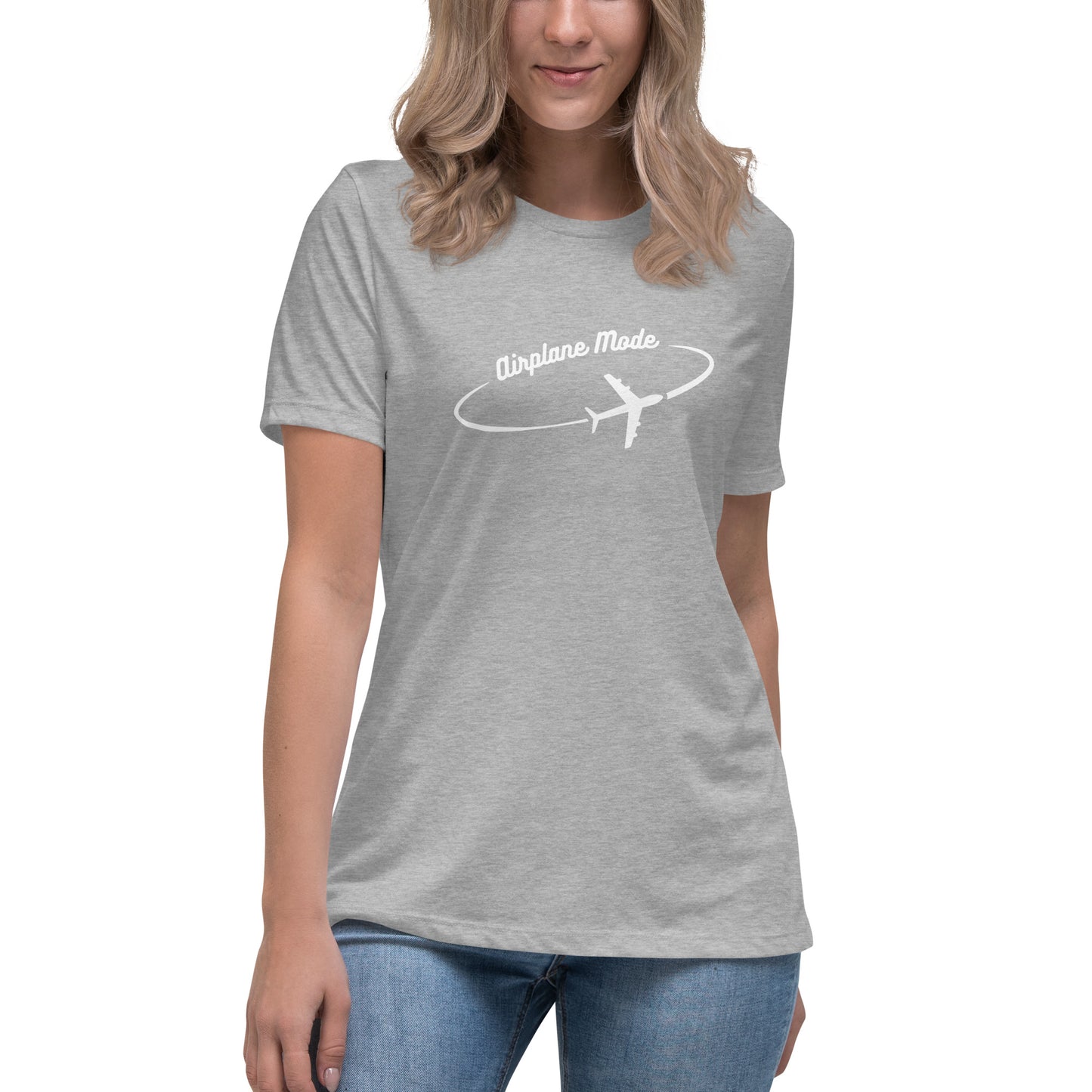 Airplane Mode - Women's Relaxed T-Shirt - White Letters