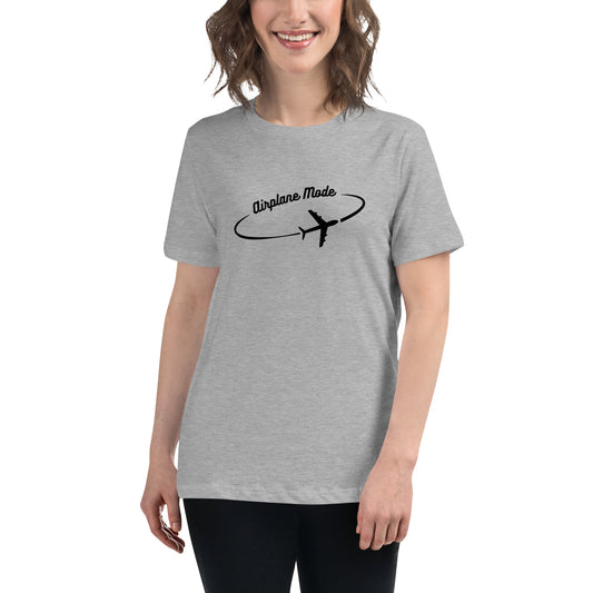 Airplane Mode - Women's Relaxed T-Shirt - Black Letters
