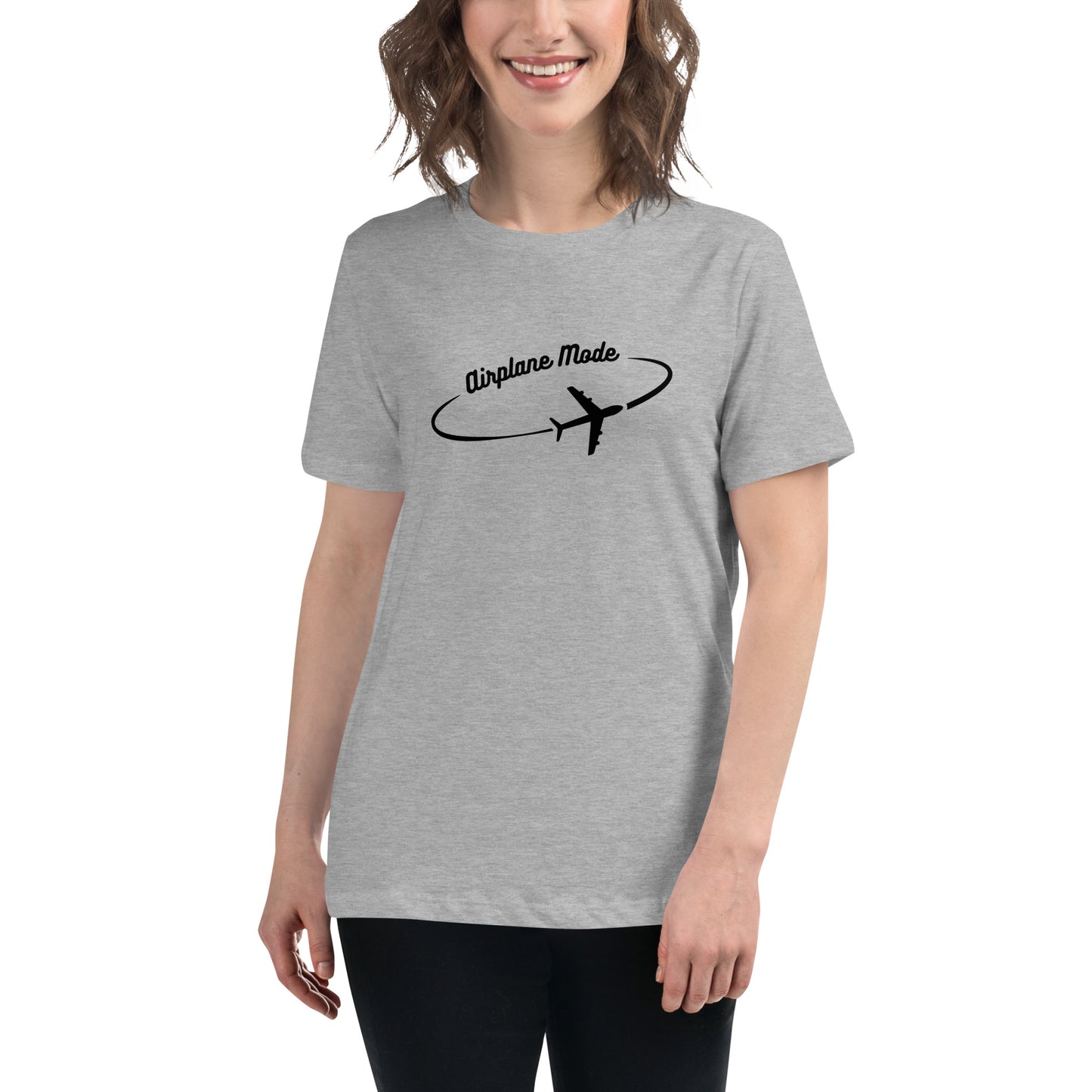 Airplane Mode - Women's Relaxed T-Shirt - Black Letters