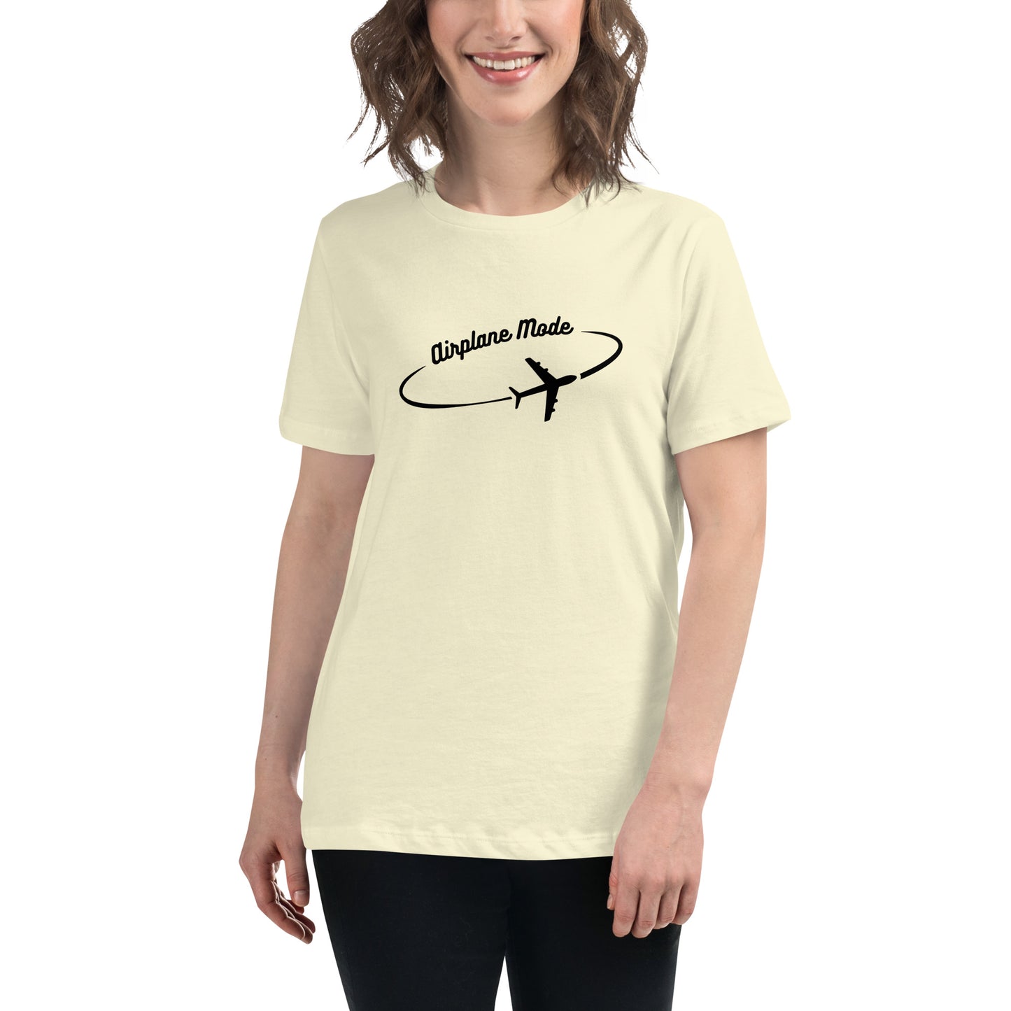 Airplane Mode - Women's Relaxed T-Shirt - Black Letters
