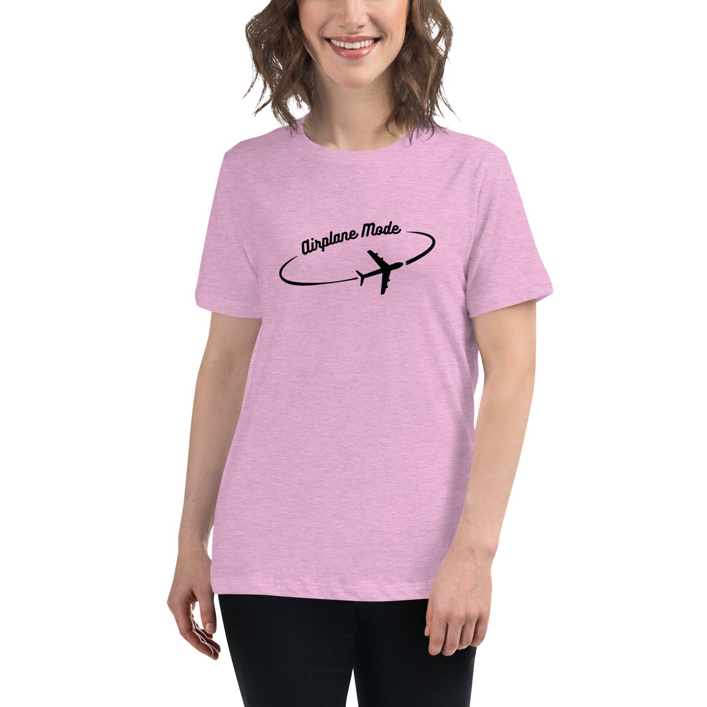 Airplane Mode - Women's Relaxed T-Shirt - Black Letters