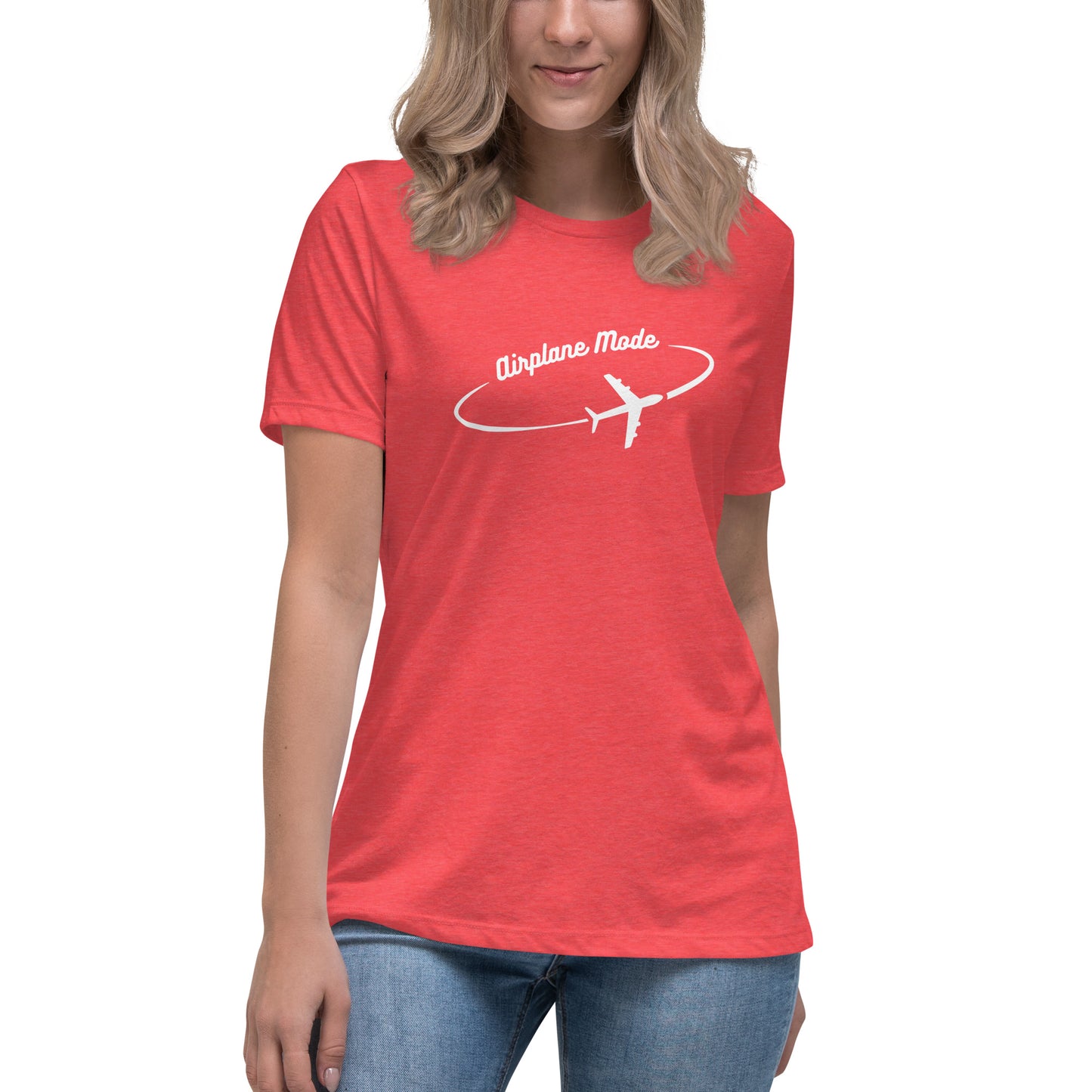 Airplane Mode - Women's Relaxed T-Shirt - White Letters