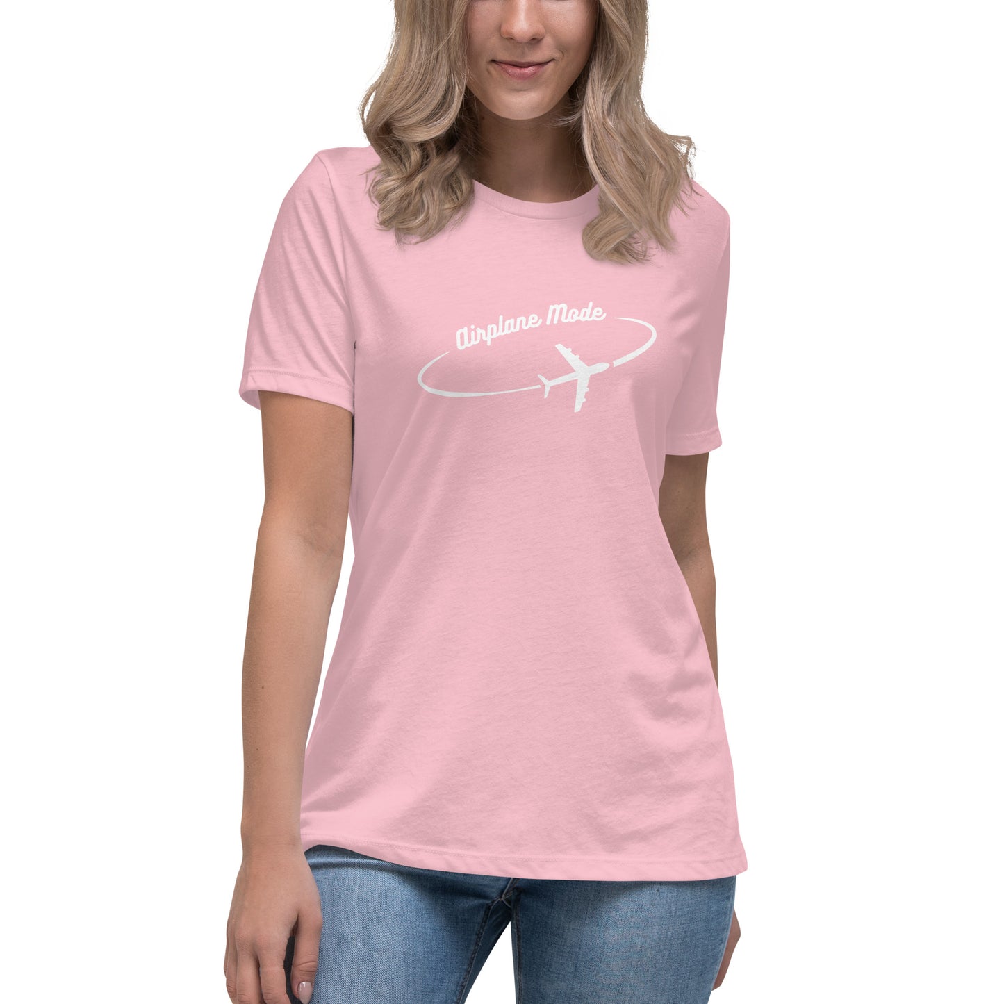 Airplane Mode - Women's Relaxed T-Shirt - White Letters