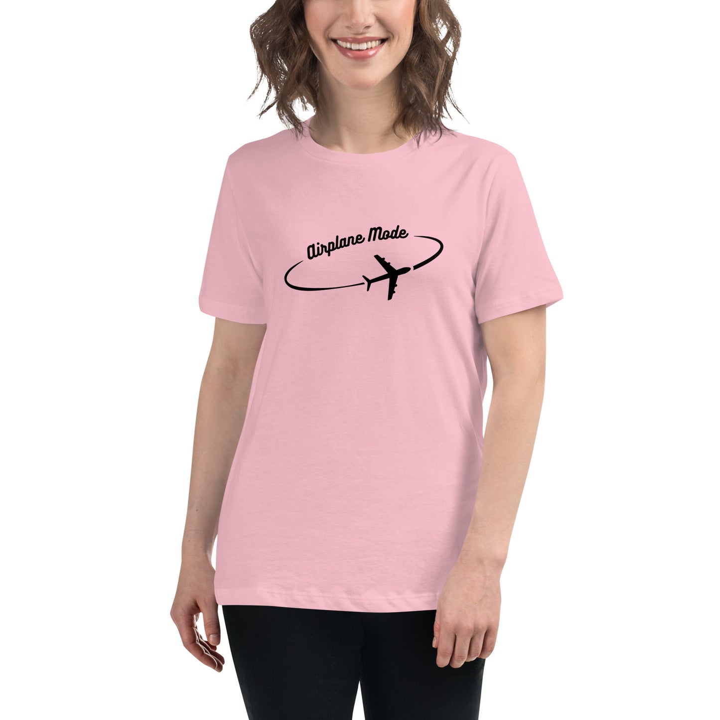 Airplane Mode - Women's Relaxed T-Shirt - Black Letters